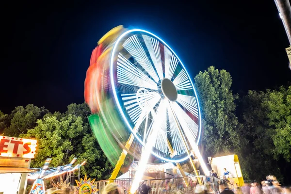 Pariserhjulsljus State Fair Natten — Stockfoto