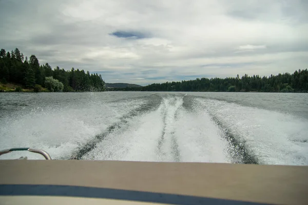 Barco Lago Longo Perto Spokane Nove Milhas Cai Washington Estado — Fotografia de Stock