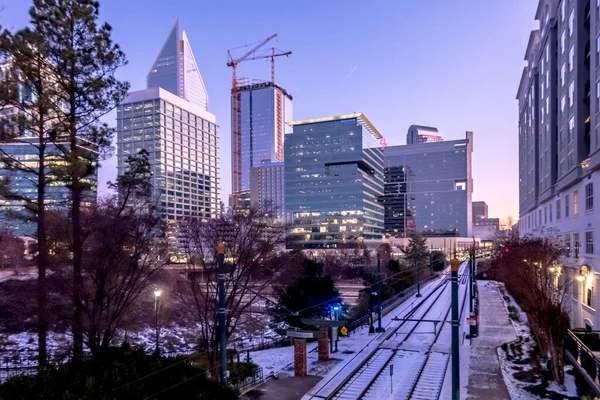 Charlotte North Carolina City Skyline Después Tormenta Invernal — Foto de Stock