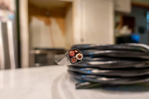 Eight Gauge Copper Wire Cable 600 Volts Rating — Stock Photo, Image