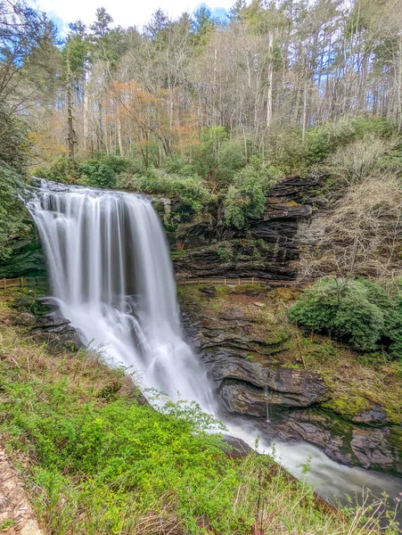 Pittoresque Bord Route Cascade Allant Sur Falaise Vers Bas Pour — Photo