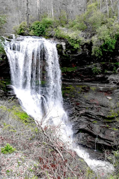 Suche Wodospad Jest Malowniczy Stóp Wodospad Górach Północnej Karoliny — Zdjęcie stockowe