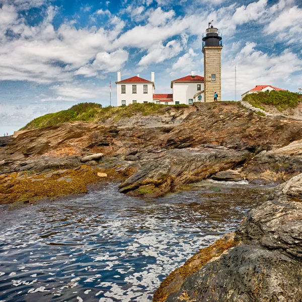 Kunduz Kuyruklu Deniz Feneri Conacicut Adası Jamestown Rhode Island — Stok fotoğraf