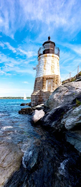 Vista Panorâmica Farol Branco Castle Hill Newport Rhode Island — Fotografia de Stock