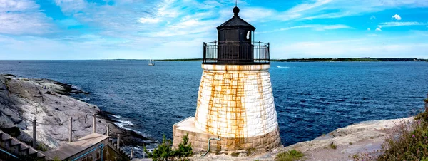 Vista Panorâmica Farol Branco Castle Hill Newport Rhode Island — Fotografia de Stock