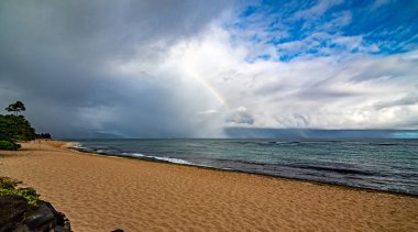 Görünüm pistimiz, Oahu kuzey kıyısında, Hawaii park ve tropikal plaj