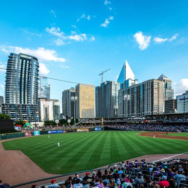 baseball charlotte nc knights baseball stadium and city skyline