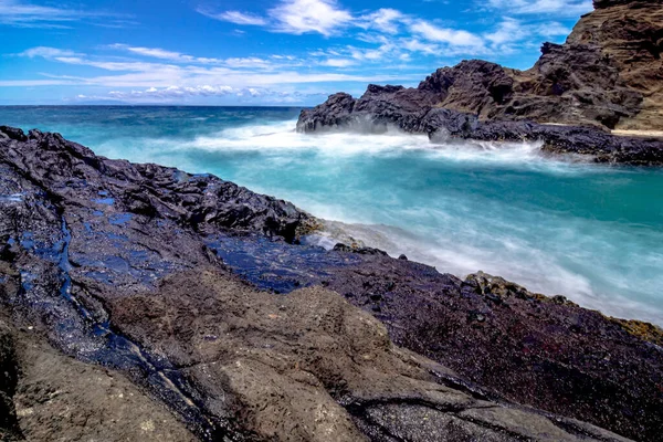 Vista Halona Cove Oahu Havaí Dia Ensolarado Verões — Fotografia de Stock