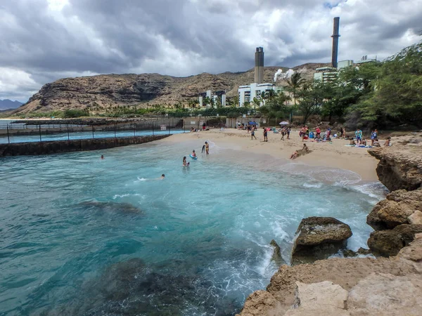 summer seascape from Electric Beach on the west coast of Oahu Island, Hawaii