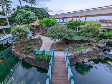 Oahu Hawaii 'deki su parkı eğlencesi.