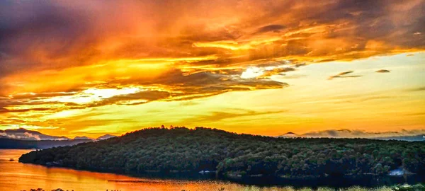 Beau Lever Soleil Tôt Matin Sur Lac Jocassee Carolina Sud — Photo