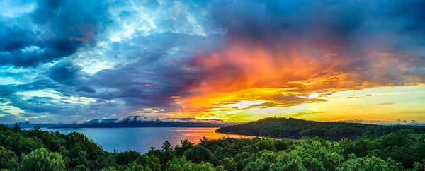 Beau Lever Soleil Tôt Matin Sur Lac Jocassee Carolina Sud — Photo