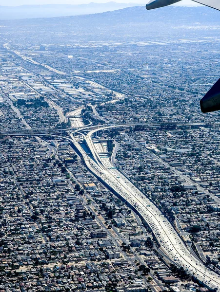 从飞机上俯瞰洛杉矶的美景 — 图库照片