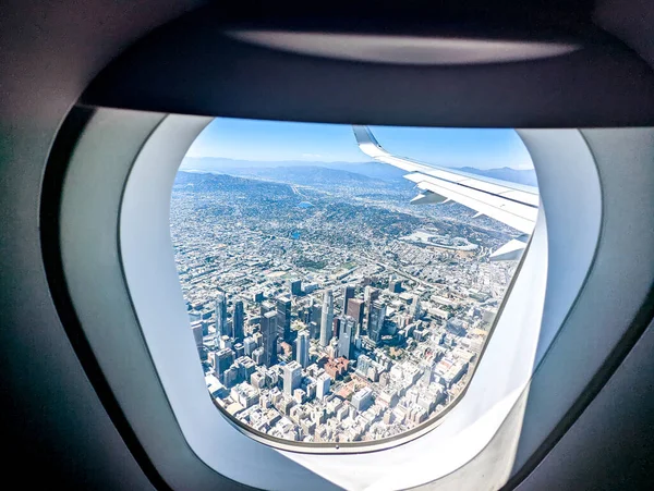 Sett Fra Luftfartøy Los Angeles Lys Fra Plan – stockfoto