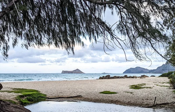 Uitzicht Rabbit Island Vanaf Waimanalo Beach Oahu Hawaï — Stockfoto