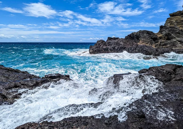 Vista Halona Cove Oahu Havaí Dia Ensolarado Verões — Fotografia de Stock