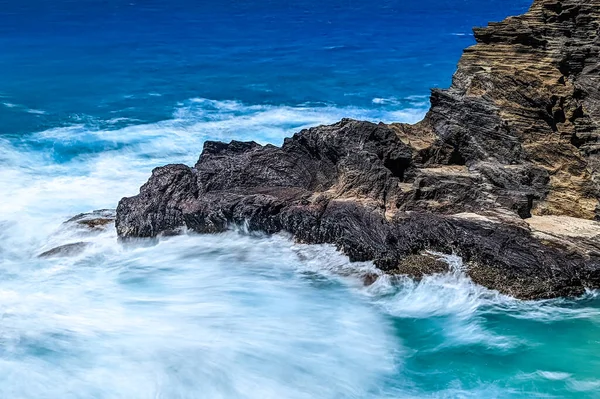 Kilátás Halona Öbölre Oahu Hawaii Egy Napos Nyári Napon — Stock Fotó
