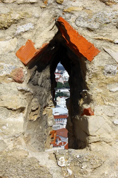 Detail van een waarheidsgetrouwe in het kasteel van Sint george, Lissabon, po — Stockfoto