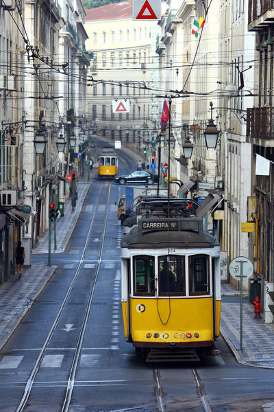 Famous Tram 28, Lisbon, Portugal
