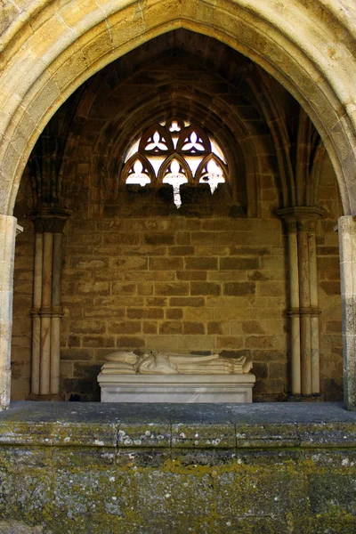 Tomb at the cloister of the Cathedral of Evora, Alentejo, Portug — Stock Photo, Image