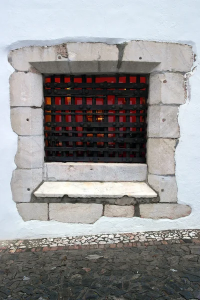 Prison window with iron bars — Stock Photo, Image