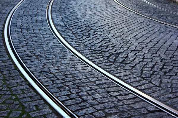 Tramvajová kolejnice, Lisabon, Portugalsko — Stock fotografie