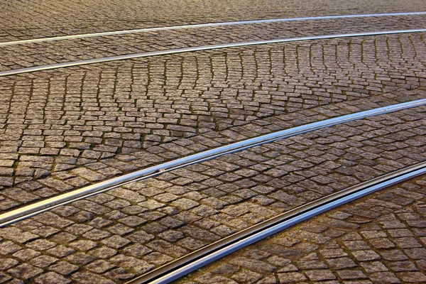 Tramvajová kolejnice, Lisabon, Portugalsko — Stock fotografie