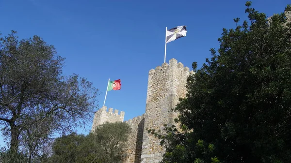 Мавританский Замок Святого Георгия Расположен Столице Португалии Лиссабоне — стоковое фото