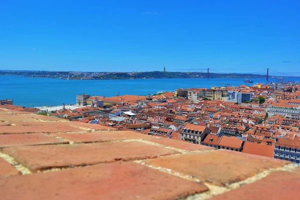 Vista Sobre Río Tajo Puente Lisboa Portugal — Foto de Stock