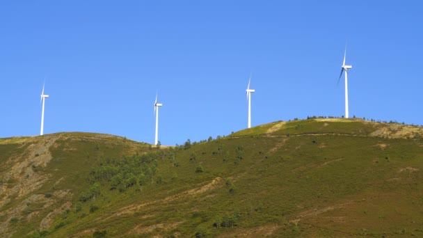 Portugal Wind Turbine Eolic Moving Lousa Portuguese Mountain Range — Stok Video