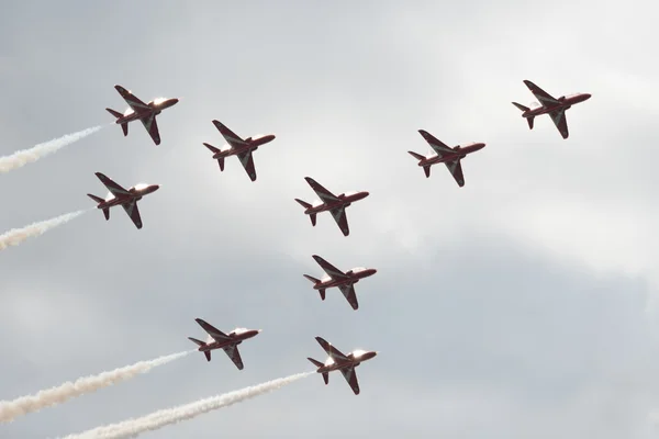 Jastrząb t1 odrzutowe samoloty na air show — Zdjęcie stockowe