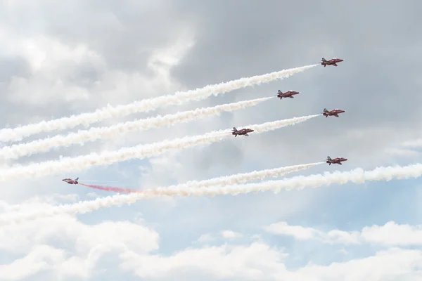 Jastrząb t1 odrzutowe samoloty na air show — Zdjęcie stockowe