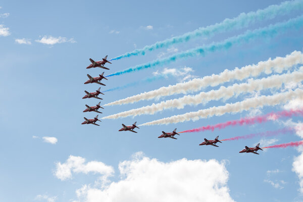 Hawk T1 jet aircrafts on air show