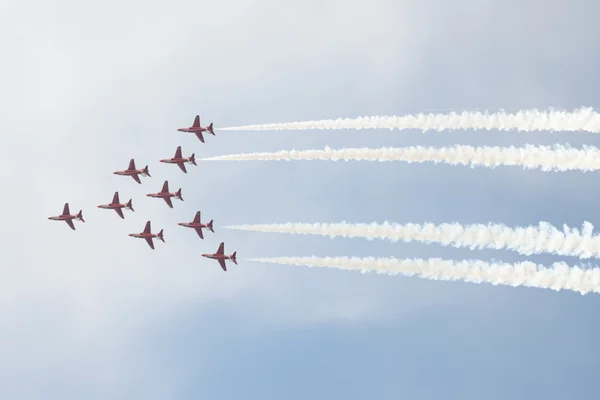 Hawk T1 jet aircrafts on air show — Stock Photo, Image