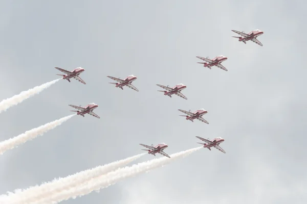 Jastrząb t1 odrzutowe samoloty na air show — Zdjęcie stockowe