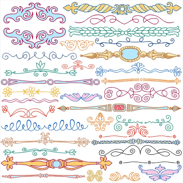 Vintage stijl doodles, ornamenten, scheidingslijnen, kalligrafische design — Stockvector