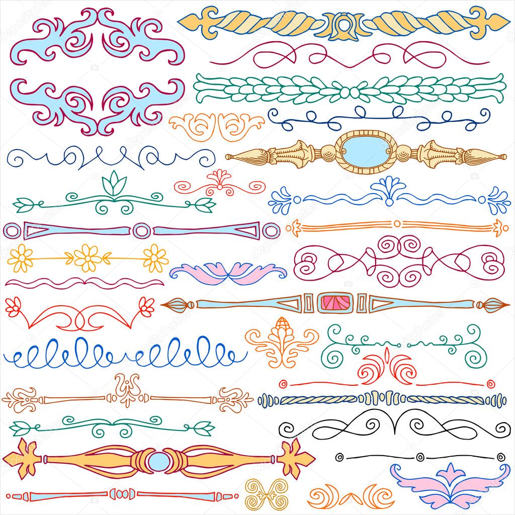 Vintage style doodles, ornaments, dividers, calligraphic design Stock Vector Image by ©Duddi