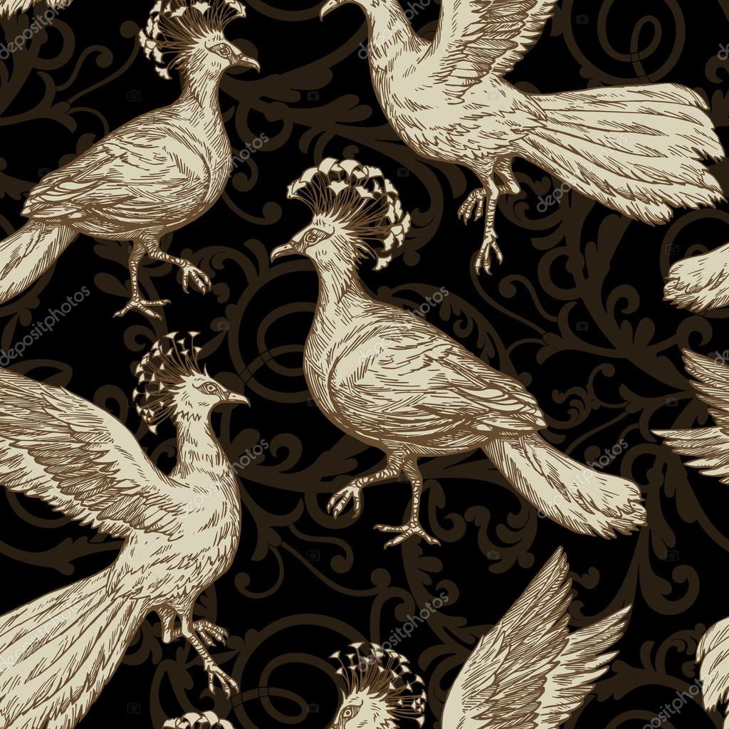 Vintage antique background, brown fashion seamless pattern with birds, beautiful pigeons on ornamental wallpaper, creative fabric, wrapping with graphic floral elements, summer and spring theme Stock Vector Image by ©Duddi #37735419 Vintage antique background, brown fashion seamless pattern with birds, beautiful pigeons on ornamental wallpaper, creative fabric, wrapping with graphic floral elements, summer and spring theme Stock Vector Image by ©Duddi #37735419