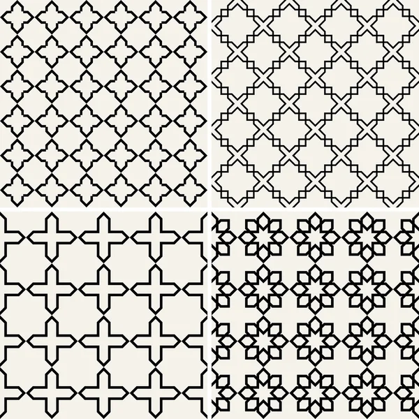 Astratto, sfondi moderni set, geometrici modelli senza cuciture, ornamento stile islam — Vettoriale Stock