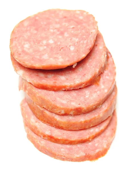 Fette di salsiccia affumicata — Foto Stock