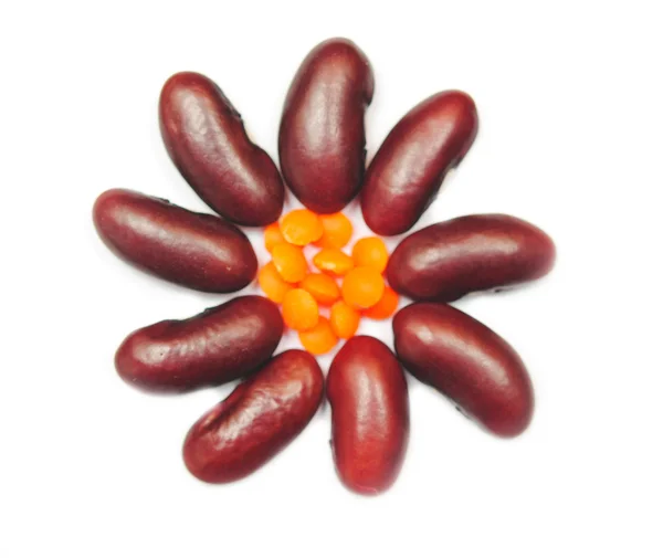 Kidney beans and red lentils — Stock Photo, Image