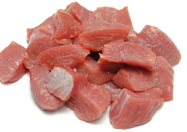 Raw fresh meat sliced in cube Stock Picture