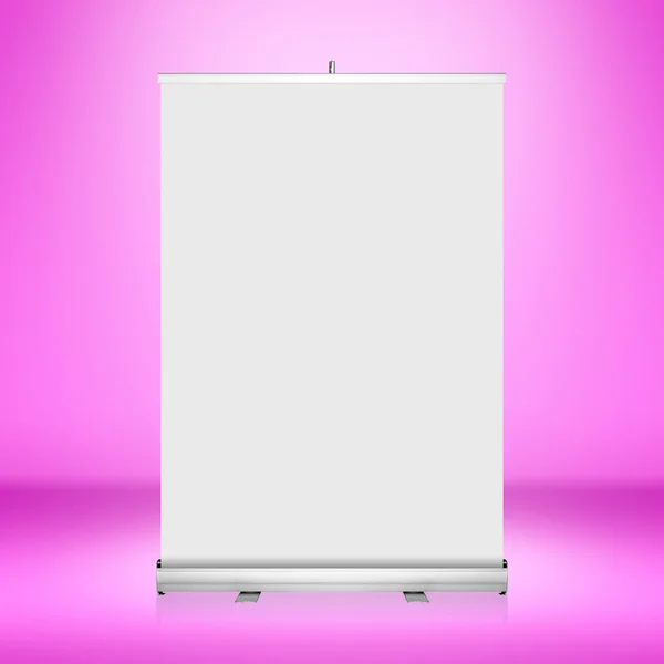 Clear empty photographer studio background with blank roll up banner display. — Stock Photo, Image