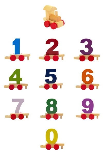 Trem de brinquedo com números — Fotografia de Stock