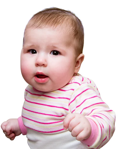 Elszigetelt fehér újszülött lány portréja — Stock Fotó
