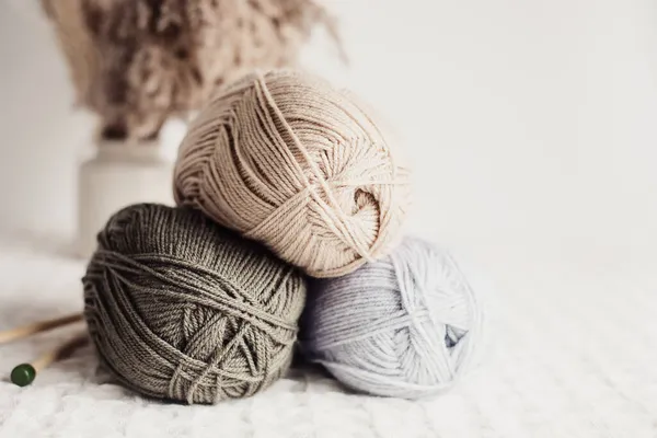 Craft Hobby Background Yarn Natural Colors Recomforting Destressing Hobby Cold — Stock Photo, Image