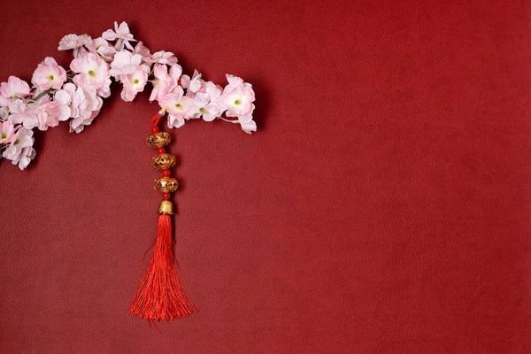 Китайский Новогодний Фестиваль Украшения Красном Фоне Традиционная Новогодняя Лунная Квартира — стоковое фото