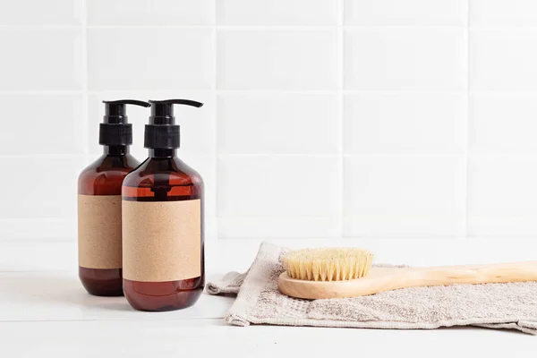 Cuarto Baño Estilo Organización Estilo Vida Orgánico Productos Para Cuidado — Foto de Stock