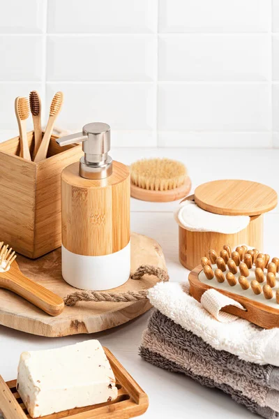 Bathroom Styling Organization Organic Lifestyle Skin Care Products Modern Design — Stock Photo, Image