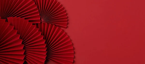 Chinese new year festival or wedding decoration over red background — Stockfoto
